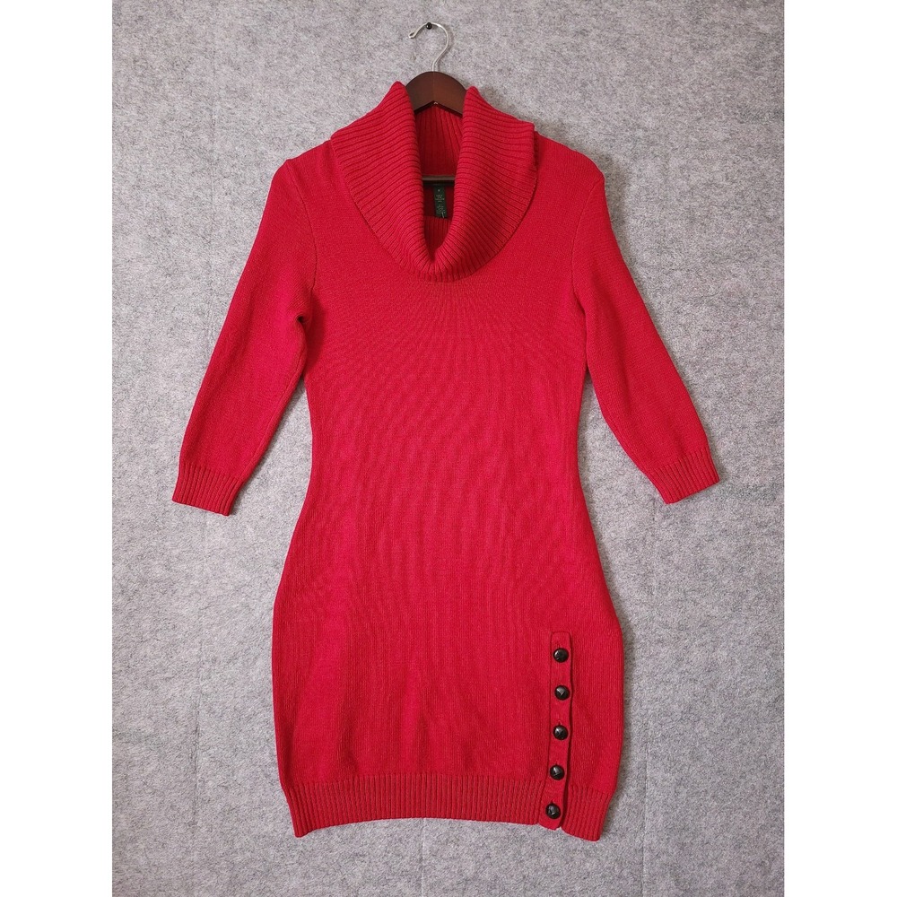 LAUREN RALPH LAUREN Red Cowl Neck 3/4 Sleeve Sweater Dress Medium NWT